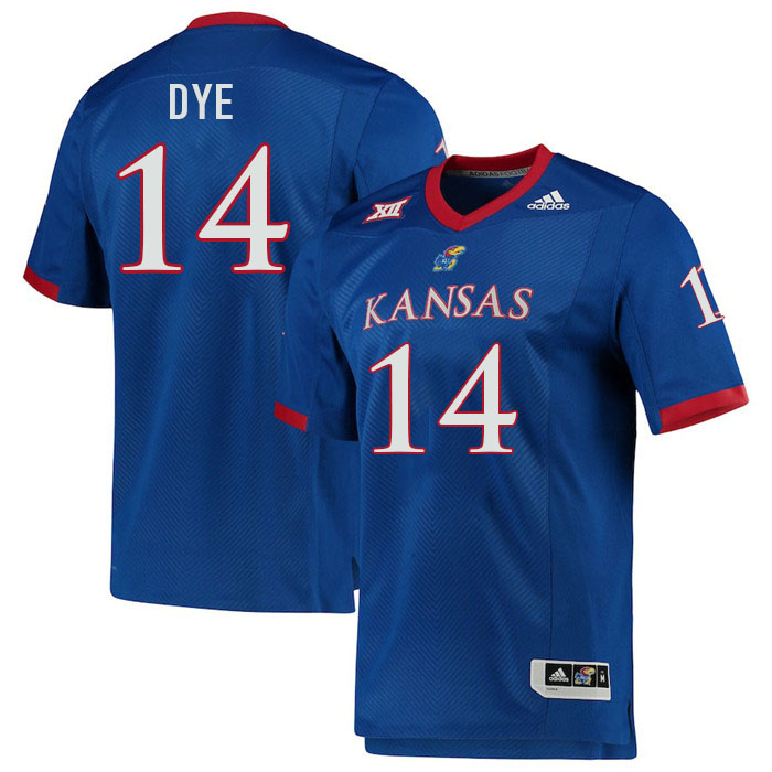 Men #14 Jalen Dye Kansas Jayhawks College Football Jerseys Stitched Sale-Royal